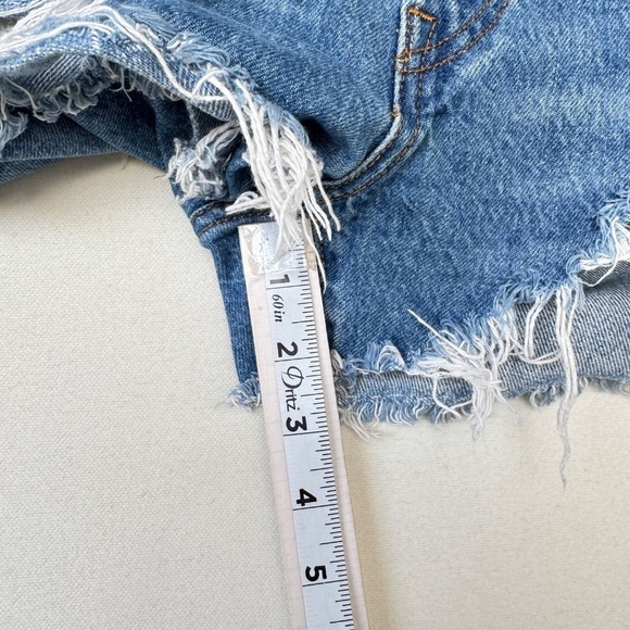 Levi's 501 Cut Off Women Shorts Blue 32 Button Fly High Rise Casual Summer Basic - Picture 5 of 10